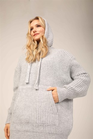 Oversize Triko Sweatshirt-Gri